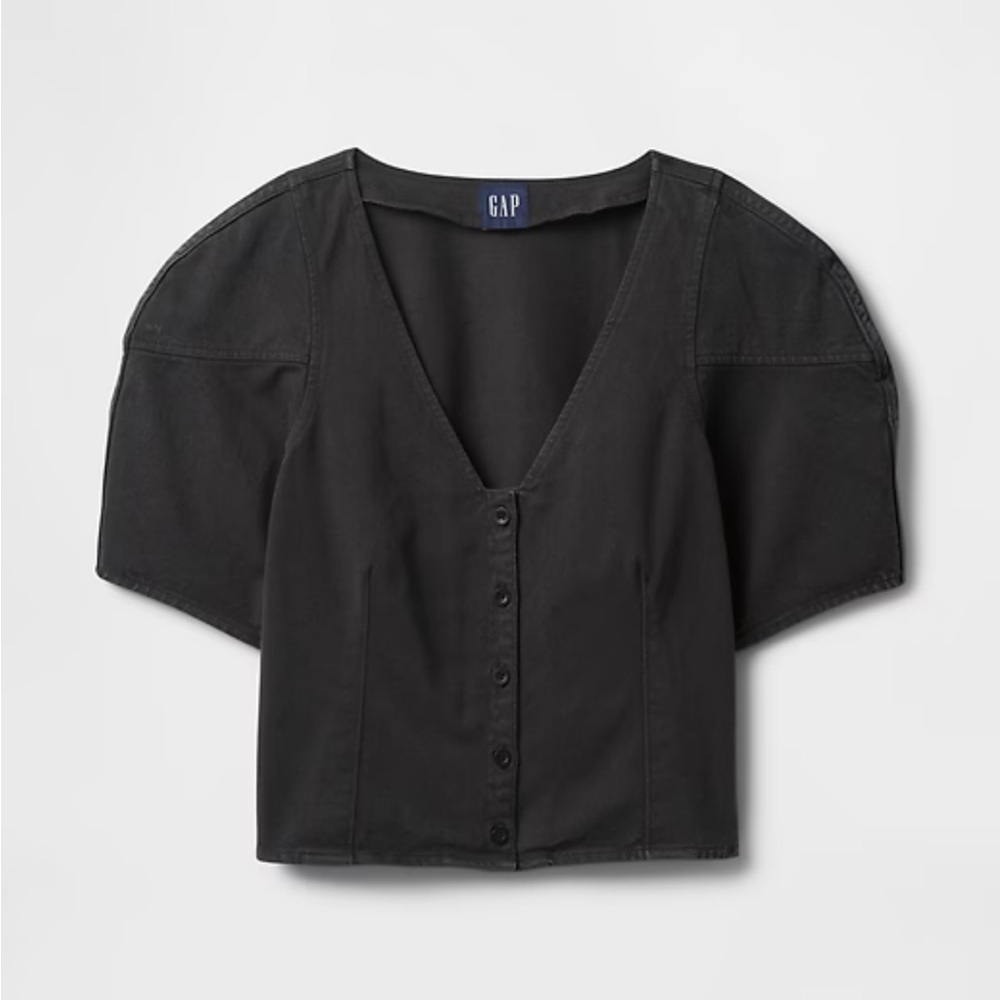 NWT Gap Women's Black V-Neck Denim Blouse